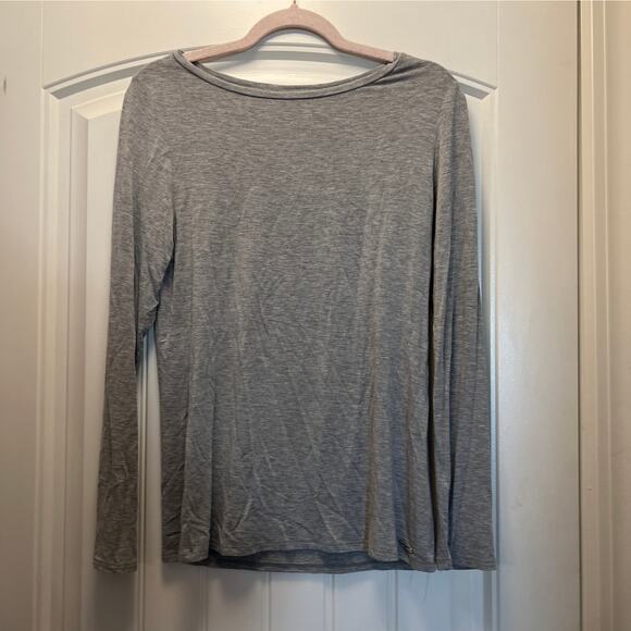Calvin Klein Liquid Jersey Women's Long Sleeve Boat-Neck Pullover‎ Top Sz M Gray - Picture 2 of 6